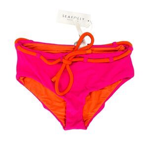Seafolly Australia Coco Beach Bikini Bottom Womens 6 High Waist Tie Fuchsia